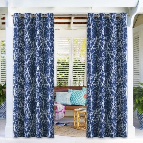 Outdoor Waterproof Printed Curtain Pavilion Shading Simple Modern Living Room Bedroom Balcony Sunscreen Heat Insulation