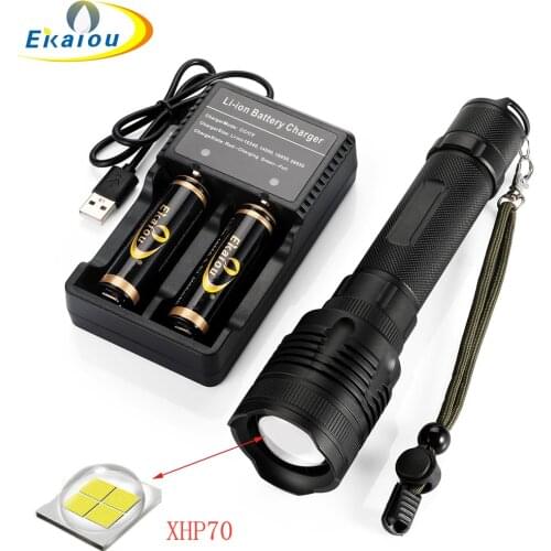 New Super Bright XHP70.2 Flashlight 5 Modes Waterproof LED zoom Tactical Torch for Camping Hunting Rescue Lights