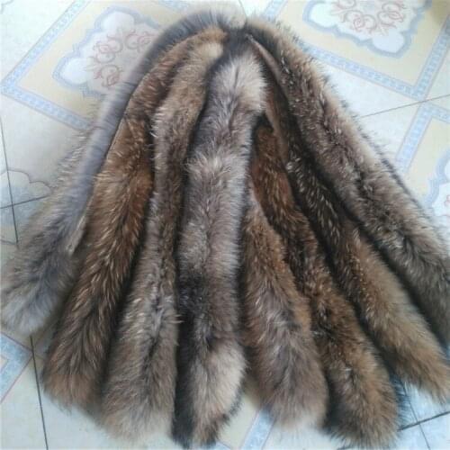 Real raccoon fur collar 70CM*12CM Scarves accessories material whole sale