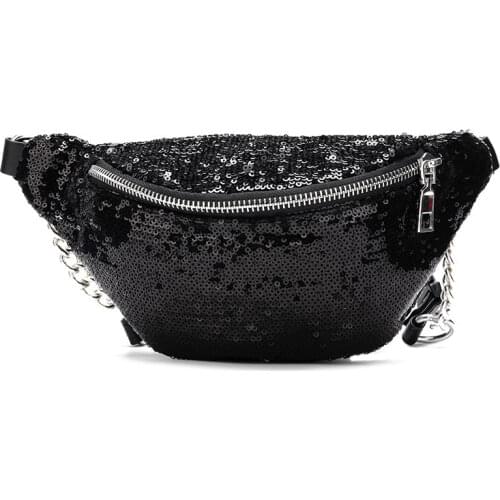 Women Sequin Fanny Pack Fashion Female Waist Bag 2018 New Chest Pouch Shoulder Bag Glitter Bum Belts Bags Waist Packs