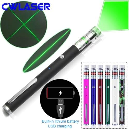 CWLASER 2-in-1 532nm Line Beam USB Charge Green Laser Pointer Pen Head Removable Green Laser Pen