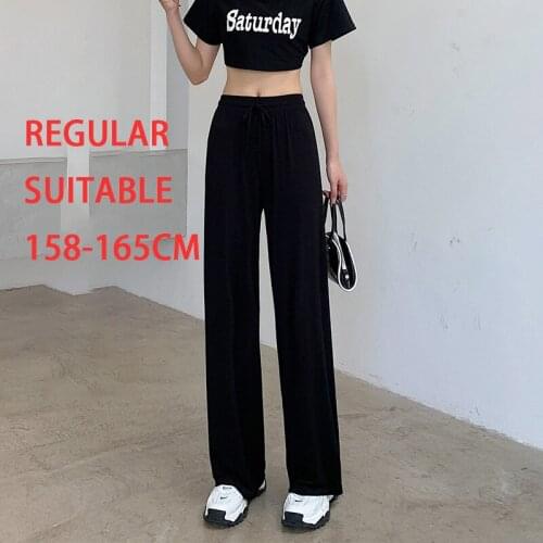 Womens Pants Modal Pants Regular and Lengthened High Waist Straigh Wide-Leg Trouser Loose Casual Sports Pants