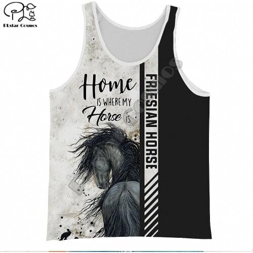 PLstar Cosmos Beautiful Horse Sleeveless Tank Top New Fashion Women men Harajuku Casual 3D printed Animal Vest o-neck Style-2