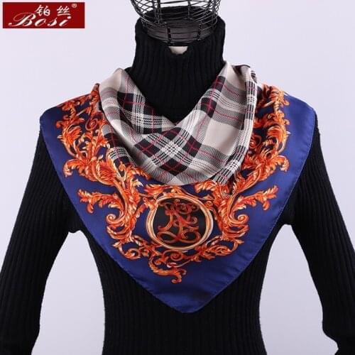 Scarf silk print women small square Plaid stripe shawl luxury brand scarfs satin sjaal stripe scarves foulard echarpe 70*70cm