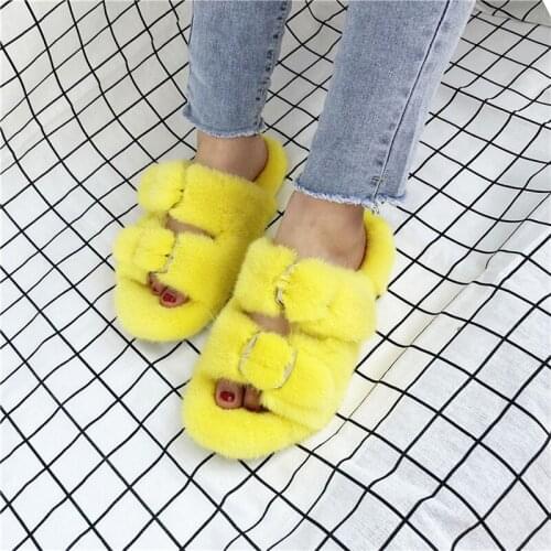 100% Mink Fur Slippers Summer Ladies Plush Slippers Simple Fashion European And American Popular Slippers Luxury Mink Sandals
