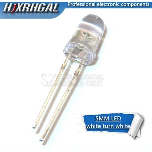 100pcs white clight-emitting diodes white turn white 5mm led new and original hjxrhgal