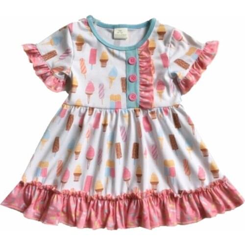 2020 New Children Summer Dress Girls Cotton Kids Clothes Print Pattern Child Girls Dresses Children Round Neck Baby Girl Dresses