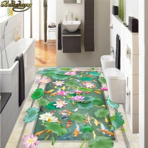 Beibehang papel de parede 3D floor painting Lotus waterproof wallpaper self-adhesive wall papers home decor photo wall mural
