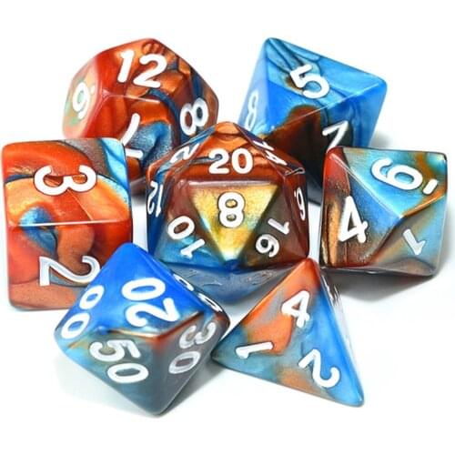 7Pcs Games Dice Acrylic Tabletop Games Irregular Dice Double Color Multi-faceted Dice Home Game Throwing For DND