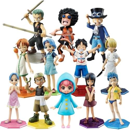 Bandai Original MEGAHOUSE One Piece POP Childhood Luffy Sanji Usopp Nami Noki Sauron Robin Sabo Figure Collection Ornaments