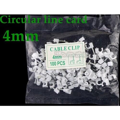 Free shipping 100pcs 4mm Cable fixed Round or CCircle Path cable clips with Nail, Wire U Circle Cable Clamp with Nail