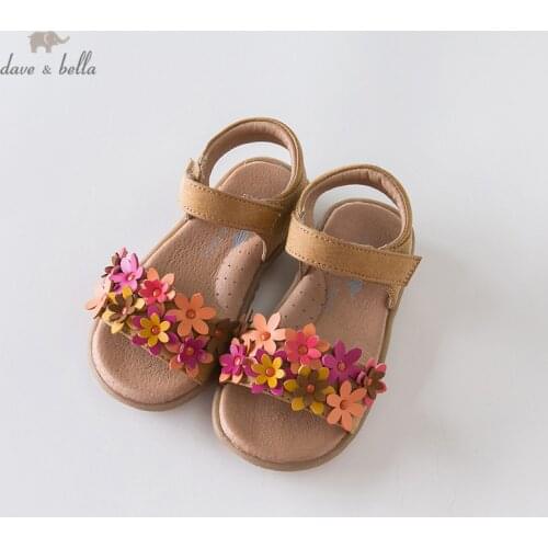 DB13471 Dave Bella summer baby girls fashion sandals new born infant shoes sandals floral appliques shoes