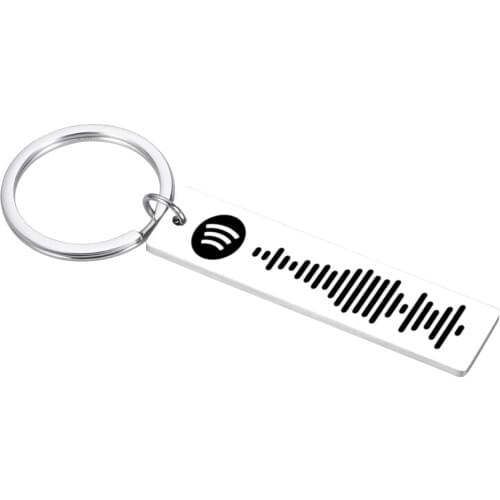 Custom Music Spotify Scan Code Keychain for Women Men Stainless Steel Keyring Personalized Laser Engrave Spotify Code Jewelry