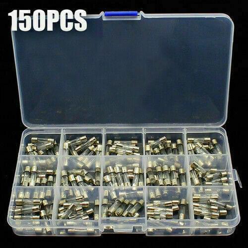 15Kinds 150pcs 5*20 Fast-blow Glass Tube Fuses Car Glass Tube Fuses Assorted Kit 5X20 with Box fusiveis 0.1A-30A Household Fuses