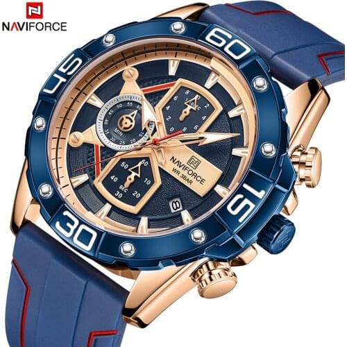 The New NAVIFORCE Mens Sports Casual Watches Luxury Brand Blue Military Silicone Strap Wrist Watch Male Clock Fashion Men Watch