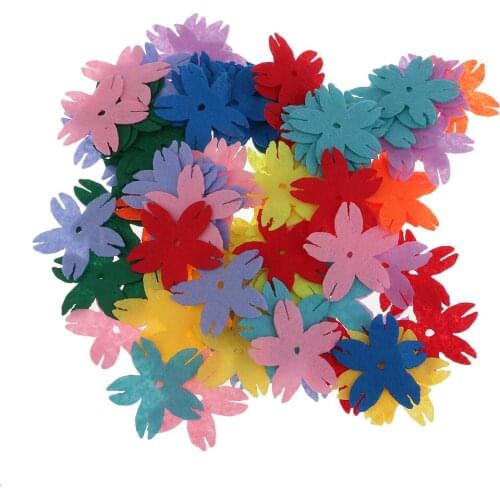 100 Pieces Felt Flowers Fabric Flower Embellishments for DIY Crafts, Assorted Colors, 35mm