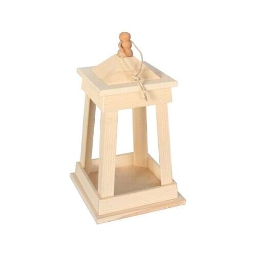 WOODEN LANTERN NATURAL WOOD 30 * 16CM