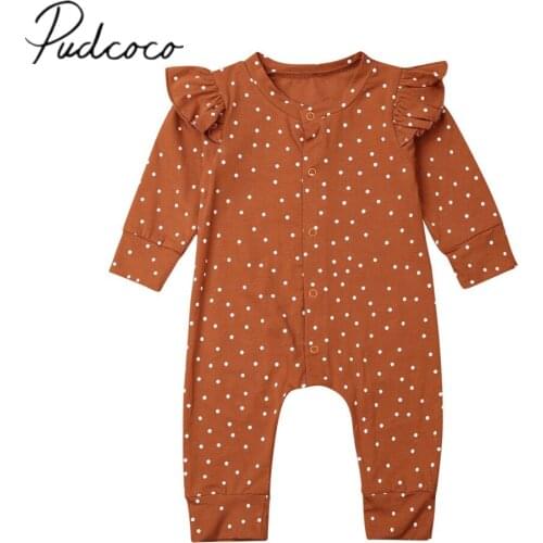 2020 Baby Spring Autumn Clothing Newborn Baby Girl Polka Dots Romper Fly Long Sleeve Jumpsuit Playsuit Outfit Casual Clothes