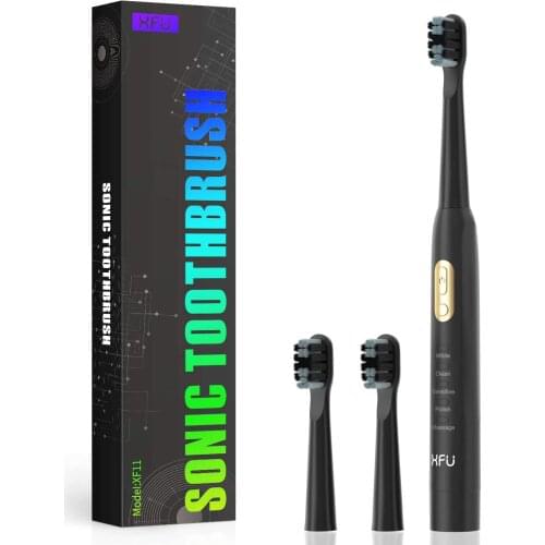 Sonic Electric Battery Toothbrush for Adults and Kids, 3 Dupont Brush Heads, with 5 Modes and Waterproof IPX7