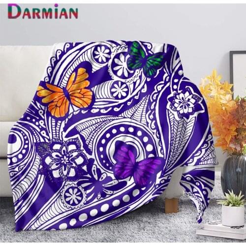 DARMIAN Tribal Prints Butterfly Flannel Nap Knee Throws Fleece Blankets Air Conditioner Quilt Home Textile Bedroom Decorative