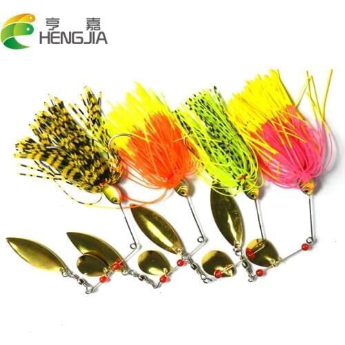 HENGJIA 4pcs hard metal spinnerbaits wobblers artificial spinner spoons buzzbaits pike catfish pesca fishing tackles 14.8g