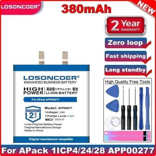 LOSONCOER Good Quality Battery 380mAh APP00277 Battery for APack 1ICP4/24/28 APP00277 in stock
