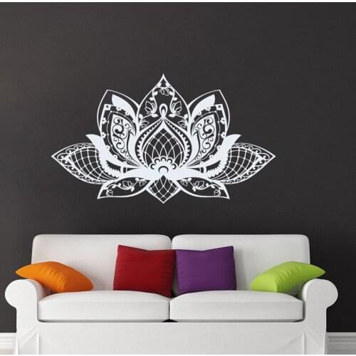 Lotous Mandala Flower Vinyl Wall Sticker Yoga Studio Home Decor Living Room Bedroom Wall Decals Bohemian Removable Murals A224