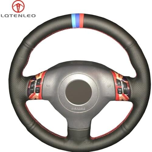 LQTENLEO Black Genuine Leather Steering Wheel Cover For Suzuki Swift Sport 2005-2011 Splash 2007-2015 Opel Agila Vauxhall Agila