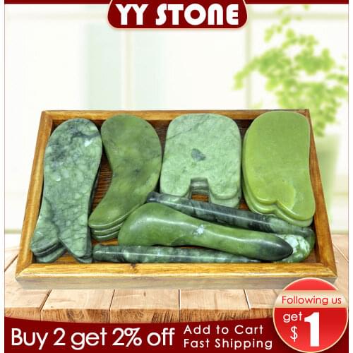 Green stone Roller Slimming Face Massager Lifting Tool Natural stoneFacial Massage Roller Stone Skin Massage Beauty Care GUASHA