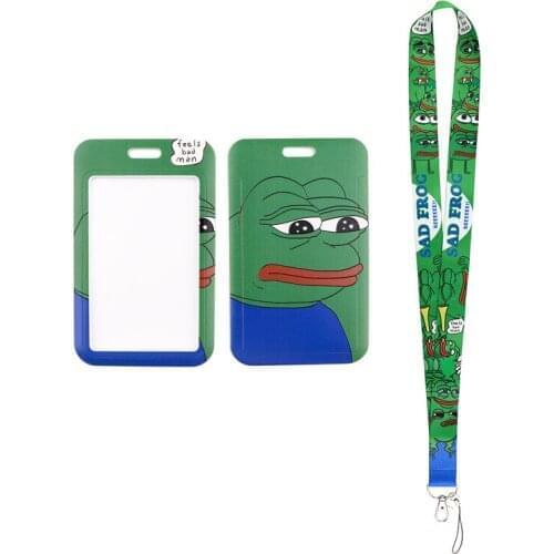 MD792 DMLSKY Cartoon Sad Frog Work Card Holders Mobile Phone Neck Strap For Keys ID Card For USB Badge Holder DIY Hang Rope