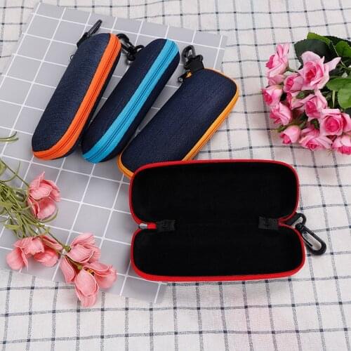 Fashion 4Colors Glasses Box Crush Resistance Container Denim Fabric Zipper Sunglasses Protection