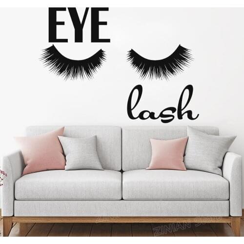 False Girl Eyelashes Vinyl Wall Decal Beauty Salon Makeup Stickers for Bedroom Dressing Room Decor Lash Art Decals Bathroom Z867