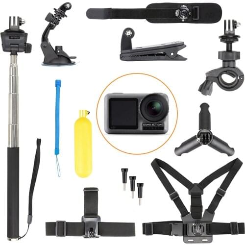 Desktop Mini Tripod+Shoulder Strap+Hand Strap+Bicycle Stand+Selfie Stick+Headband For DJI OSMO Action Accessories Kits Sports c