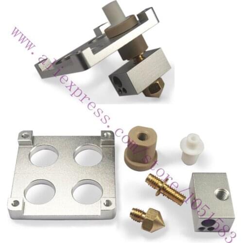 UM Original /Original+ 3D Printer Hot End Pack Budasch nozzle J-head with PEEK &Heating block for 1.75mm /3.mm 3D Printer