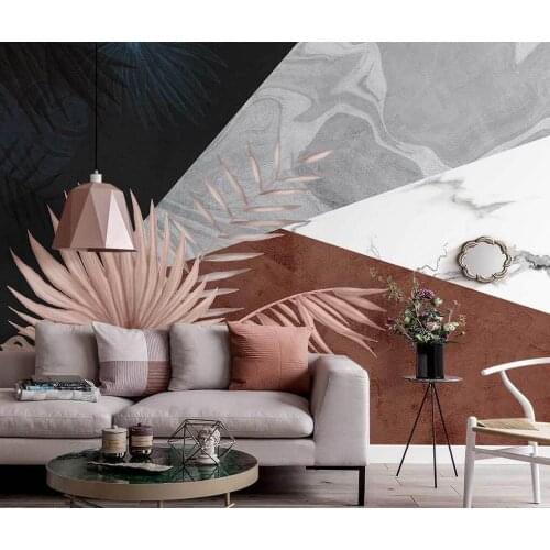 Custom size wallpaper retro tropical plants jungle geometric art back decorative painting bedroom decoration 3d wallpaper mura