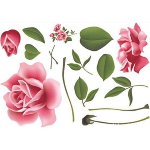 Romantic Love 3D Rose Flower Flower Background Stickers Furniture Living Room TV Wall Decor sticker Home Decor