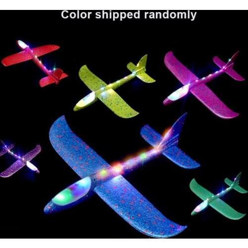 Dropship 48cm LED Flight Foam Hand Throwing Airplanes Kids Toy Mode Glider Inertia Planes Model Outdoor Sport Aircraft for Child