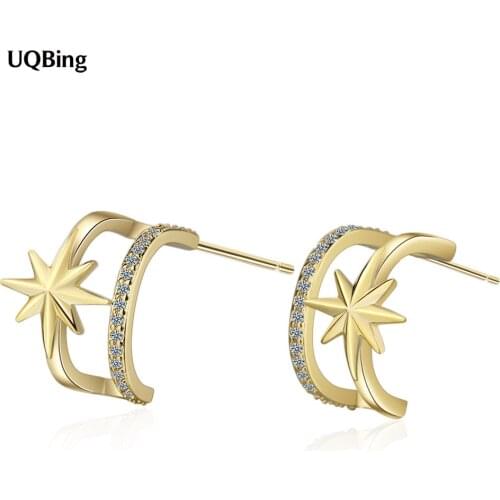 Bijoux Wholesale 925 Sterling Silver U Shape Crystal Stud Earring For Women Engagement Jewelry Gifts