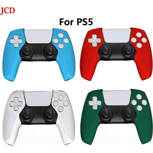 JCD Funda de silicona para mando de PS5, funda protectora, antideslizante, antiarañazos, rojo, azul, blanco,green,1 par