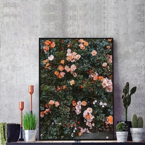 Scandinavian fashion poster rose flower feather nordic style wall art print on canvas modern painting living room decor picture