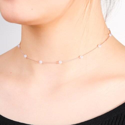 Skyrim Gothic Pearl Choker Necklace for Women Rose Gold Color Chain on the Neck Luxury Jewelry 2021 Wedding Party Girls Gifts