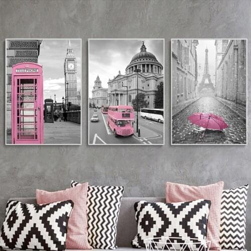 Pink and Black Poster Modern Fashion Wall Canvas Lady Girl Room Decor Pictures Frameless Wall Art Paintings for Interior