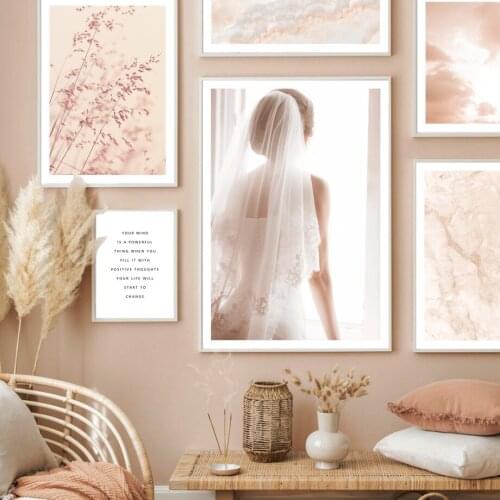 Wedding Dress Bride Oats Sky Clouds Quote Wall Art Canvas Painting Nordic Posters And Prints Wall Pictures For Living Room Decor