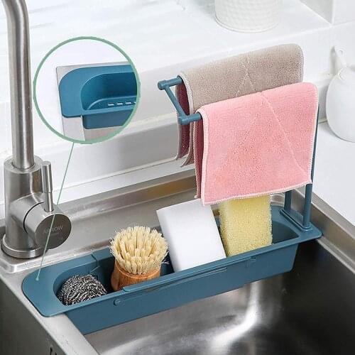 Telescopic Sink Storage Racks Faucet Holder Adjustable Expandable Storage Drain Basket Kitchen Accessorie Racks & Holders