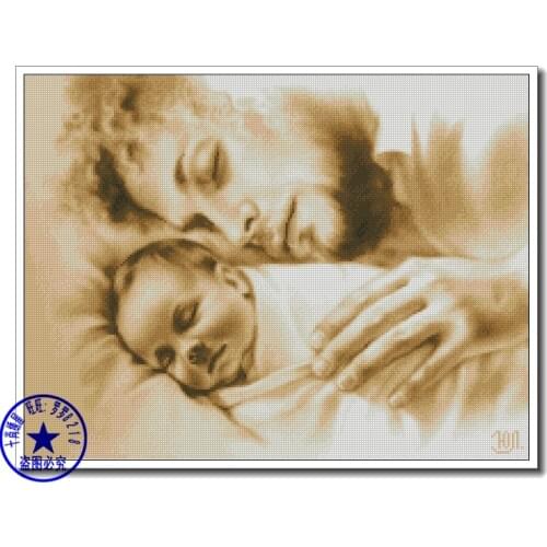 Top Quality Lovely Nostalgia Nostalgic Counted Cross Stitch Kit Father and Baby Child Sleeping Love