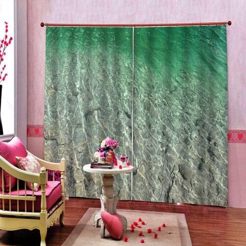 Clear Water Blue Sky Stone Shower Curtain 3D Digital print for living room bedroom blackou window curtains
