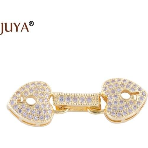 Key Heart shape beads clasp diy jewelry fastener folding clasps for making pearls beaded necklaces bracelets components findings