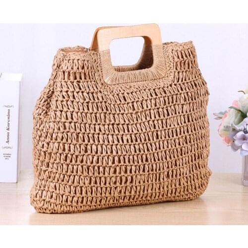Handbag Vintage Bohemian Straw Bag for Women Summer Large Capacity Storage Beach Handbag Rattan Handmade Kintted Travel Bags
