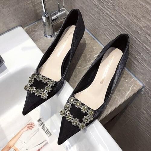 Brand New Luxury Rhinestone Heels for Women Fashion Elegant Pointed Toe Ladies Pumps Female Wedding Party Office Shoes