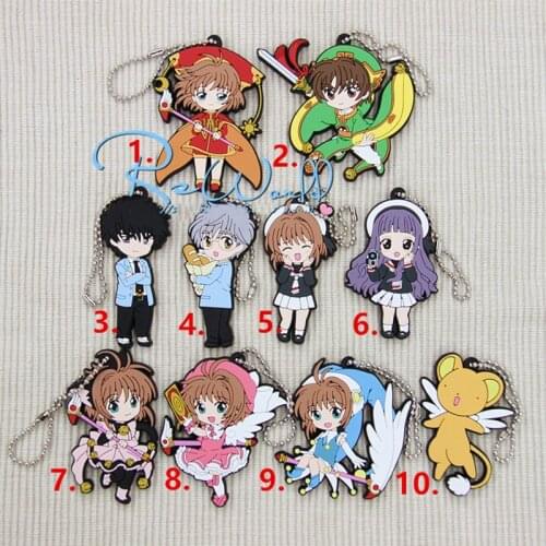 1pcs Anime Keychain Card Captor Sakura Li Syaoran All Members Pendant Portachiavi Keyrings Resin Rubber De Llaveros